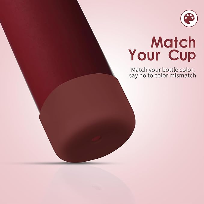2PCS Silicone Water Bottle Boot, Compatible with Owala 24oz 32oz 40oz, Protective Anti-Scratch & Anti-Dent No Noise Sleeve Cover for FreeSip/Twist/Flip Water Bottles (Burgundy Bay, 24oz)