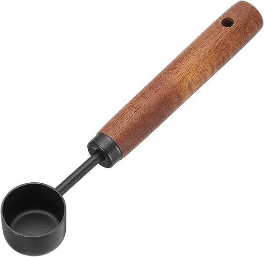 uxcell Measuring Spoon, 5ml Stainless Steel Coffee Scoop Spoon with with Wood Handle for Ground Coffee Tea Sugar Cooking Baking, Black