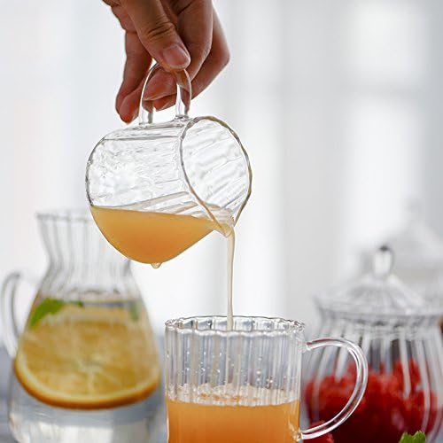 CHOOLD Creative Embossed Stripe Clear Crystal Glass Creamer or Serving Pitcher/Coffee Creamer Jug (4/5.5/9/12oz)