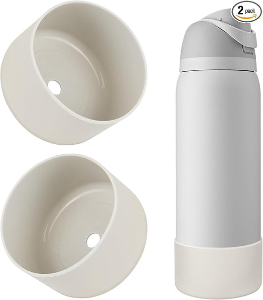2PCS Silicone Water Bottle Boot, Compatible with Owala 24oz 32oz 40oz, Protective Anti-Scratch & Anti-Dent No Noise Sleeve Cover for FreeSip/Twist/Flip Water Bottles (Fog, 32oz)