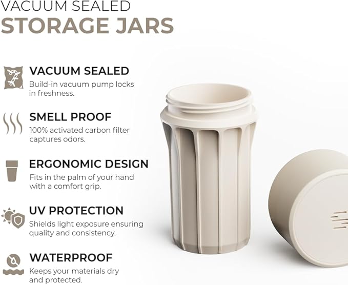 Staze Air Tight Smell Proof Container (148ml) – Vacuum Seal Stash Jar with UV Protection, Waterproof Food Storage Canister, Portable Small Smell Proof Jar for Coffee, Herb, Spice & Gummies - (DUNE)