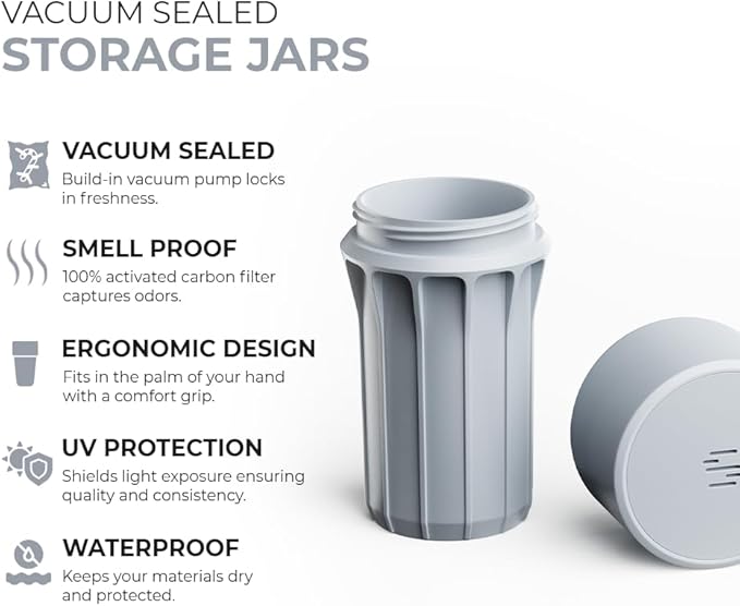 Staze Air Tight Smell Proof Container (148ml) – Vacuum Seal Stash Jar with UV Protection, Waterproof Food Storage Canister, Portable Small Smell Proof Jar for Coffee, Herb, Spice & Gummies - (CLOUD)