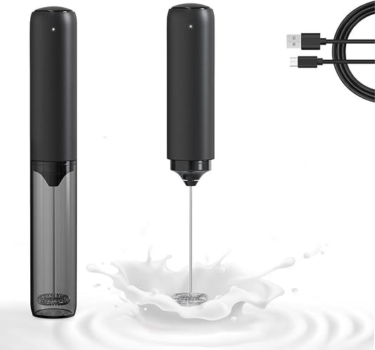 USB-C Rechargeable Milk Frother Handheld with Travel Sleeve,Handheld Electric Foam Maker with Coffee Frother Handheld & Whisk Drink Mixer Protein Shakes, Matcha, Hot Chocolate