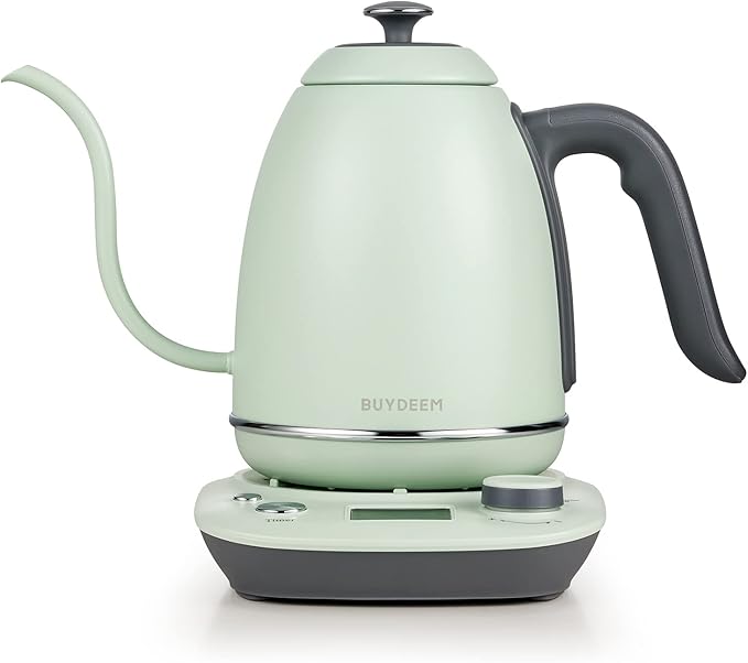 BUYDEEM K821 Electric Gooseneck Kettle with Variable Temperature Control, Pour Over Coffee Tea Kettle, Durable 18/8 Stainless Steel, Auto Keep Warm & Built in Brewing Timer, 0.8L