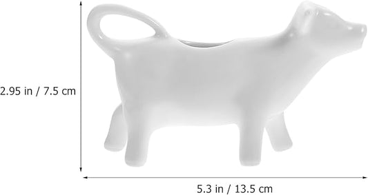 Gravy Boat Porcelain Cow Creamer Ceramic Coffee Creamer Serving Pitcher Jug Animal Shaped Sauce Server Cup Flower Vase for Kitchen Cafes Restaurants Hotels 40ML White Espresso Machine