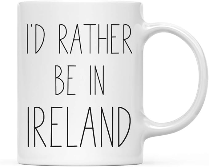 Andaz Press World Country Adventure 11oz. Coffee Mug Gift, I'd Rather Be in Ireland, 1-Pack, Summer Vacation Long Distance College Going Away Study Abroad Birthday Christmas Ireland Gifts Irish Mugs