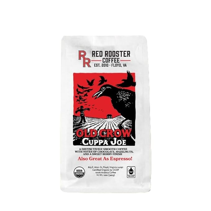 Organic Old Crow Cuppa Joe - Roasted by Red Rooster Coffee - Whole Bean Coffee - 5 Pound Bag