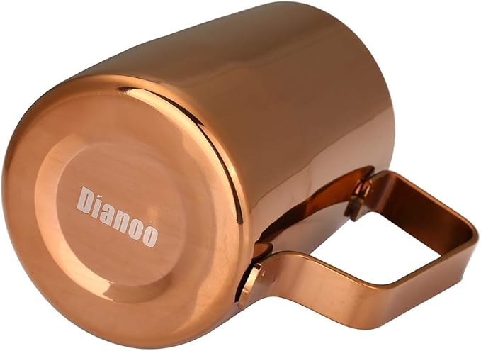 Espresso Steaming Pitcher, Espresso Milk Frothing Pitcher Stainless Steel, Coffee Latte Art Cup 14.2 OZ (420ml) Gold