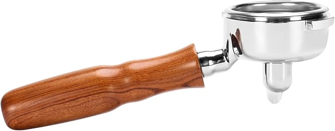 DIBTSA 58mm Espresso Portafilter Compatible with Nuova Simonelli,Single Spout 2 Ears, 304 Stainless Steel Head and Filter Basket and Wood Handle,Espresso Machine Parts