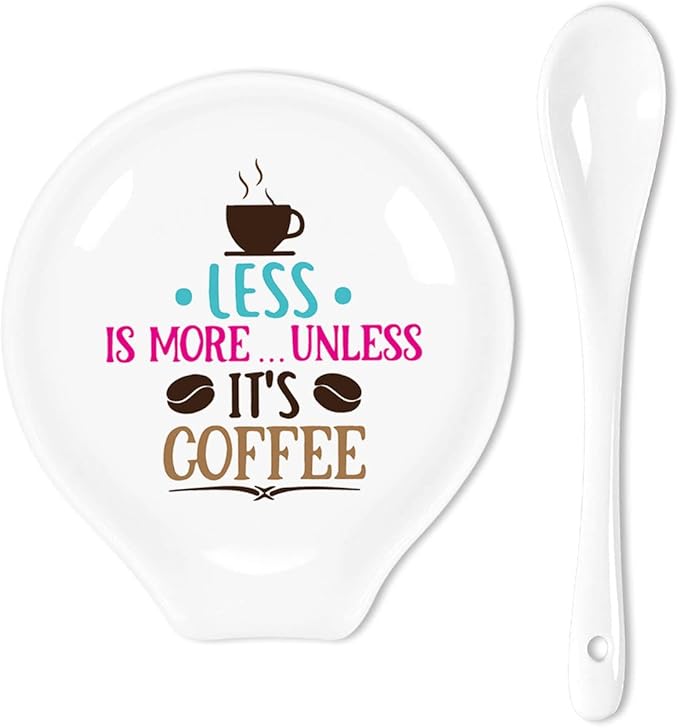 Funny Color Coffee Spoon Holder-Ceramic Coffee Spoon Rest-Cafe Station Bar Accessories-Less is More Unless It's Coffee Sign
