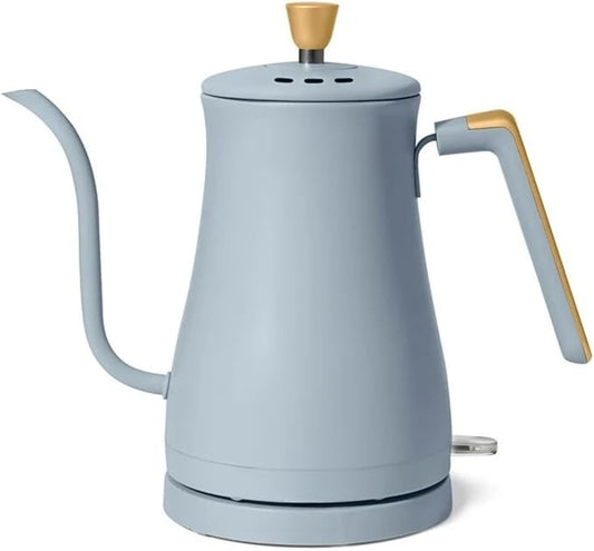Electric Gooseneck Kettle 1 Liter 1200W, Stainless Steel, Pour Over Coffee Tea, Auto Shut-Off, 360° Cordless Power Base (Cornflower Blue)