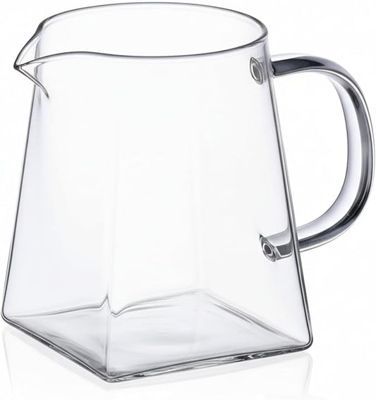 I-MART Small Glass Pitcher 12 Ounce Clear Creamer Pitcher for Coffee and Tea, Heat Resistant Glass Jug for Milk Frothing, Water, Juice, and Kitchen Use