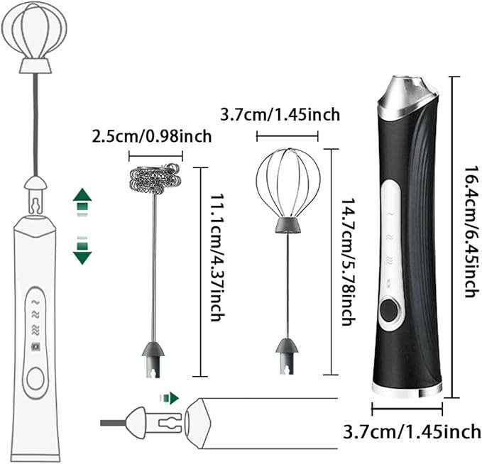 Rechargeable Milk Frother Handheld For Coffee,3 Speeds Frother Wand With Stand, Batidora De Mano Electrica,Coffee Frother With 2 Heads,Drink Mixer Electric Handheld,Kitchen Essentials (White)