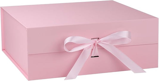 OEMVALATY Pink Gift Box,16x16x6 Inches Gift Boxes with Lids for Presents with Magnetic Closure and Ribbon for Wedding,Storage,Birthday