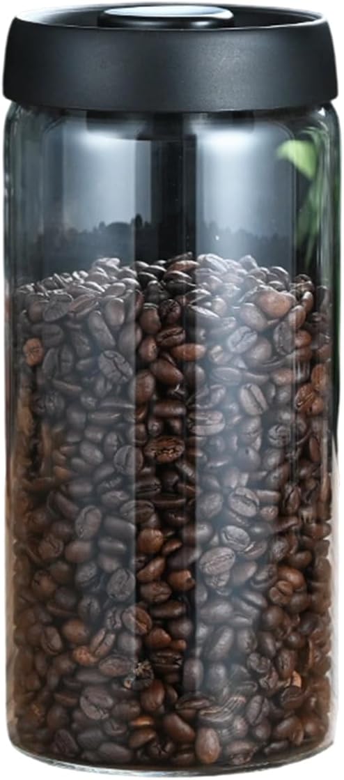 Sealed Glass Coffee Storage Canister Press Vacuum Seal Container for Bean Seasonings Dry Food Vacuum Press Coffee Container with Silicone Seal