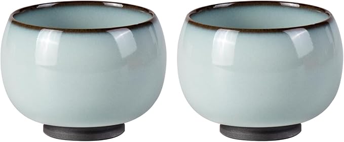 Tea Cup Set of 2 Porcelain Small Tea Cups 4oz Handmade Japanese Tea Cup Set, Asian Ceramic Teacups for Home, Party, Office, Chinese Kung Fu Tea Set for Hot/Cold Drink (Meditation-Imperial Kiln)