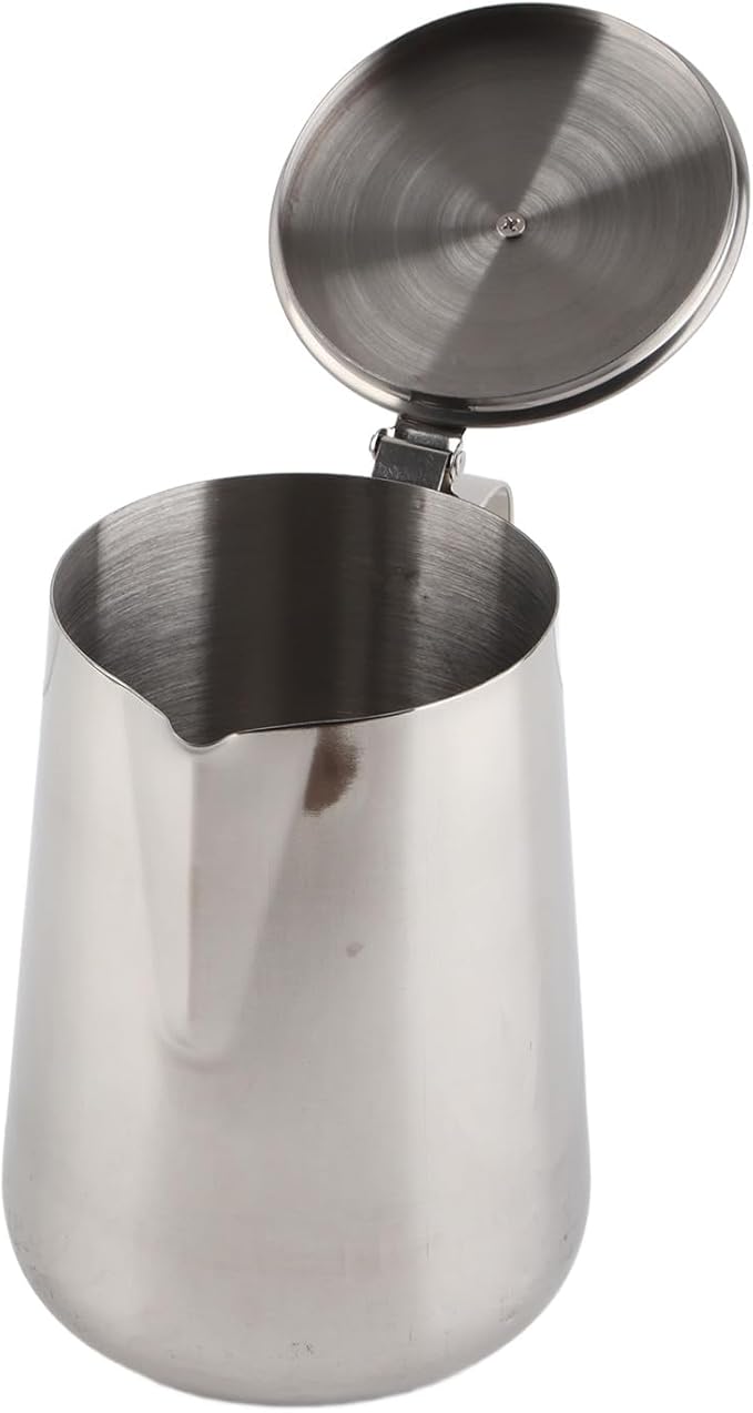 Milk Frothing Pitcher, Stainless Steel Pitcher with Lid Milk Frother Cup Milk Jug Coffee Creamer Container Creamer Dispenser Milk Steamer Cup Milk Cup with Lid for Latte Coffee Art(2000ML)