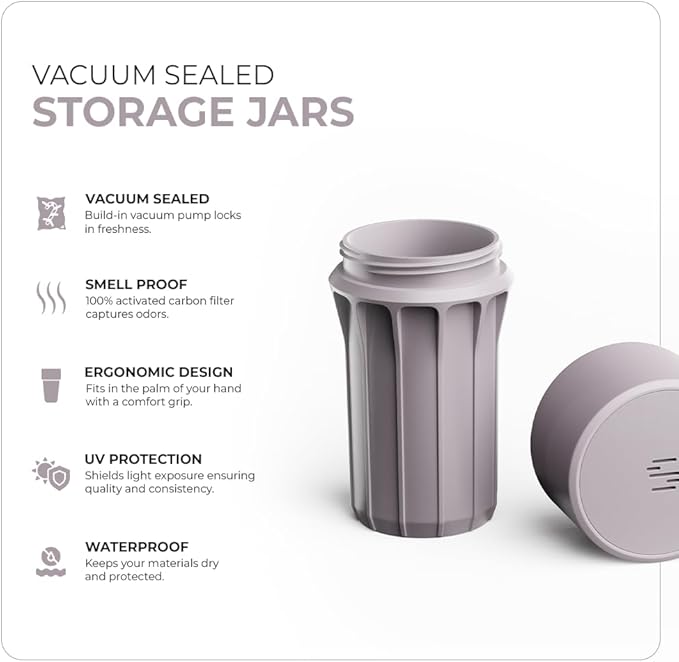 Staze Air Tight Smell Proof Container (148ml) – Vacuum Seal Stash Jar - Waterproof Food Storage Canister, Portable Small Smell Proof Jar for Coffee, Herb, Spice & Gummies - (COSMIC TRIO)
