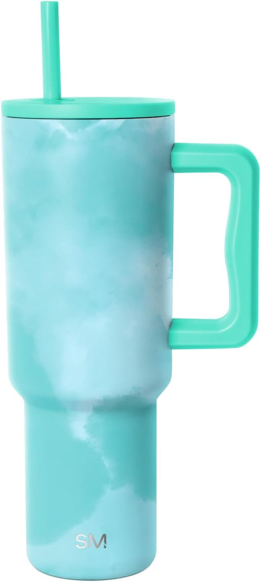 Simple Modern 40 oz Trek Tumbler with Handle and Straw Lid | Cup Holder Friendly Insulated Stainless Steel Travel Mug | Ocean Tide