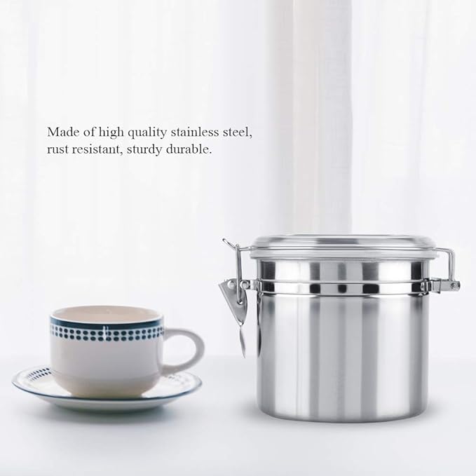Coffee Canister Airtight, Stainless Steel Container Vacuum Sealed Food Storage Containers for Rice Grain Cereal Oatmeal Beans Handles Lid Flour Bean Tea Sugar Cookie (m)