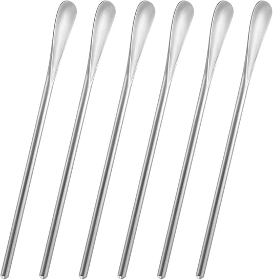 6-Pack 6.2" / 15.8cm Stainless Steel Long Handle Stirring & Mixing Spoon – Reusable Bar Tool for Coffee, Tea, Iced Drinks & Cocktails