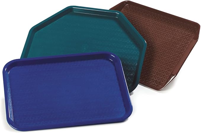 Carlisle FoodService Products Cafe Plastic Fast Food Tray, 14" x 18", Black (Pack of 2)