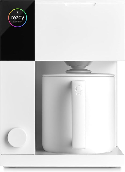Fellow Aiden Precision Coffee Maker - 10-Cup Thermal Carafe, Built-In Brewing Guidance, Scheduling, Removable Water Tank, Matte White