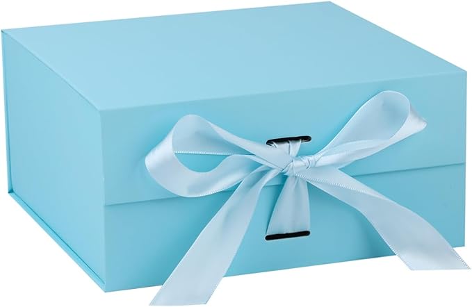 OEMVALATY Light Blue Gift Box,6x6x3 Inches Gift Boxes with Lids for Presents with Magnetic Closure and Ribbon for Wedding,Storage,Birthday