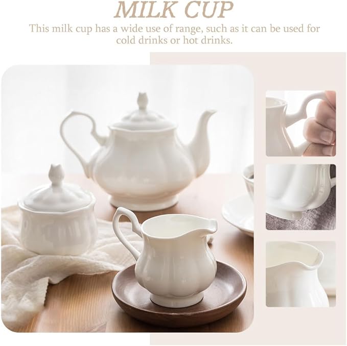Ceramic Milk Pot 8Oz Heat-Resistant Creamer Pitcher with Spout Practical Milk Cup for Coffee Tea Sauce and Juice Serving