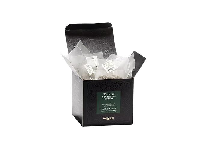 Dammann Freres Satchets, Mint Flavor Tea Bags, Premium Gourmet French Green Tea, 25 Count (Single Pack)