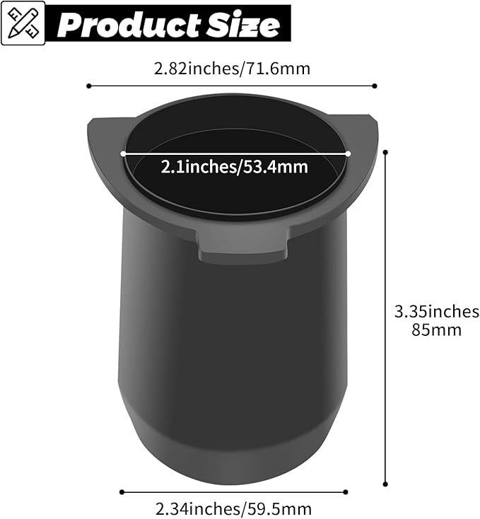 54mm Espresso Dosing Cup for Portafilter, Matte Black Grounds Cup with Grinder-Activating Ring, Easy Transfer & Less Mess, Compatible with 54mm Breville Portafilters
