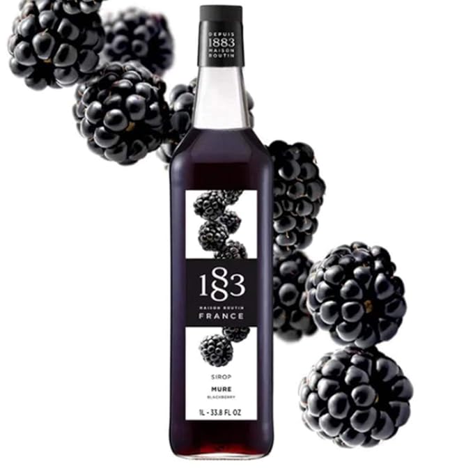 1883 Blackberry Syrup for Drinks, Made in France, 1 Liter Plastic Bottle