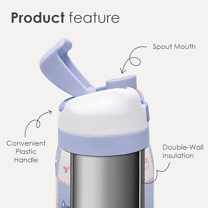 Gift for Cat Lover Stainless Steel Water Bottle, Vacuum Insulated, Push-Button Lid, 32 oz for Cat Mom Women Girls Friends Teens Birthday Christmas