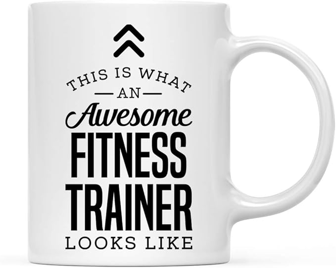 Andaz Press 11oz. Ceramic Coffee Tea Mug Thank You Gift, This is What an Awesome Fitness Trainer Looks Like, 1-Pack, Birthday Christmas Gift Ideas Coworker Him Her, Includes Gift Box