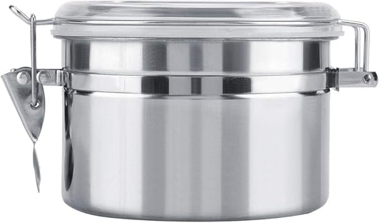 Stainless Steel Coffee Canister, Container Vacuum Sealed Storage Jar with Airtight Clamp Lid for Sugar Tea Bean (Small)