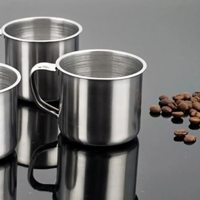 Liang baobao Stainless Steel Coffee Mugs 6oz Cups with Handle Set of 10 for Drinking Tea, Latte Espresso, Juice or Water
