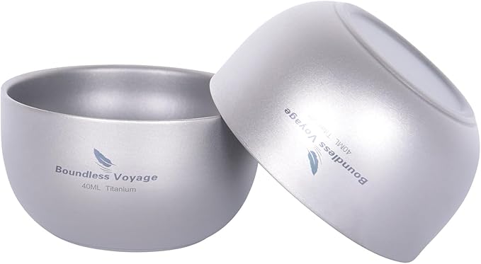 iBasingo Titanium Double Wall Mini Cups Small 40ml Tea Cups for Drinking, Whiskey, Espresso, Coating-Free, Dishwasher Safe Ti3204D (Titanium Color * 2)