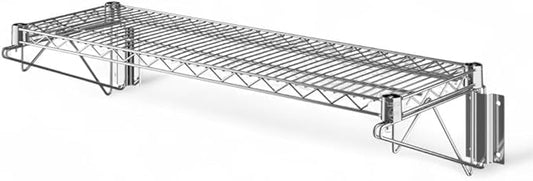 12" x 36" Chrome Wall-Mounted Wire Shelf with Epoxy Coating, Heavy-Duty Steel Storage Rack, NSF Certified, Easy Installation, Open Wire Design for Kitchen, Garage, or Utility Storage