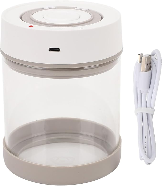 Electric Vacuum Canister, Vacuum Glass Storage Container Bean Nuts Storage Organizer for Coffee Tea Food Preservation (600ml)