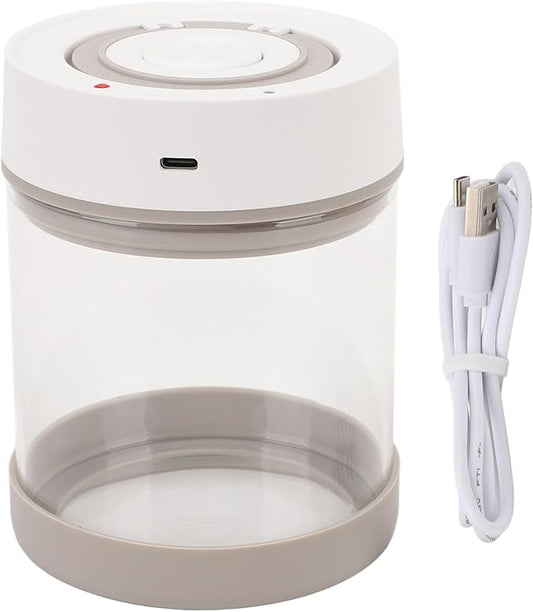 Electric Vacuum Canister, Vacuum Glass Storage Container Bean Nuts Storage Organizer for Coffee Tea Food Preservation (600ml)