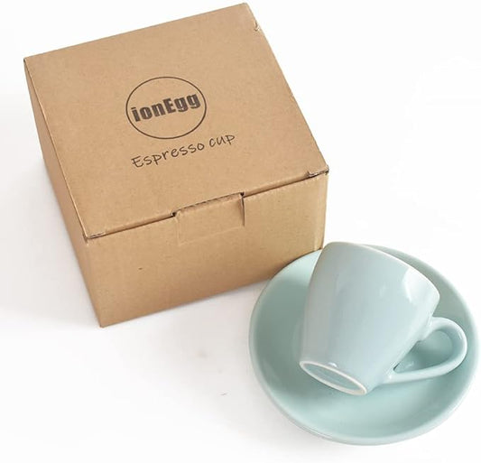 ionEgg Porcelain Espresso Cup with Saucer, Espresso shot Cup, 80ml/2.7Oz, Blue
