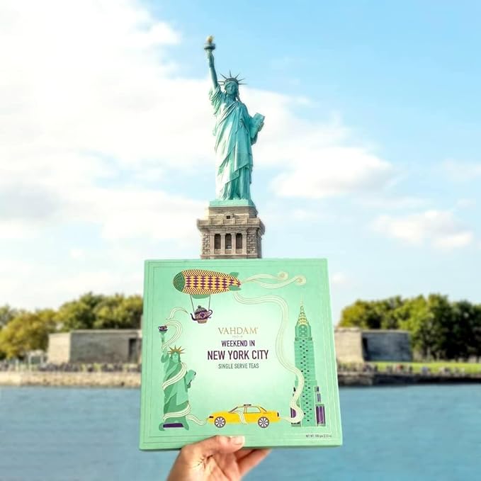 VAHDAM, Weekend In New York Tea Gift Set Travel Edition Gift Box | 9 Varieties - Green, Herbal & Black Tea | Gluten Free, Non GMO | Valentines Day Gifts for Him & Her
