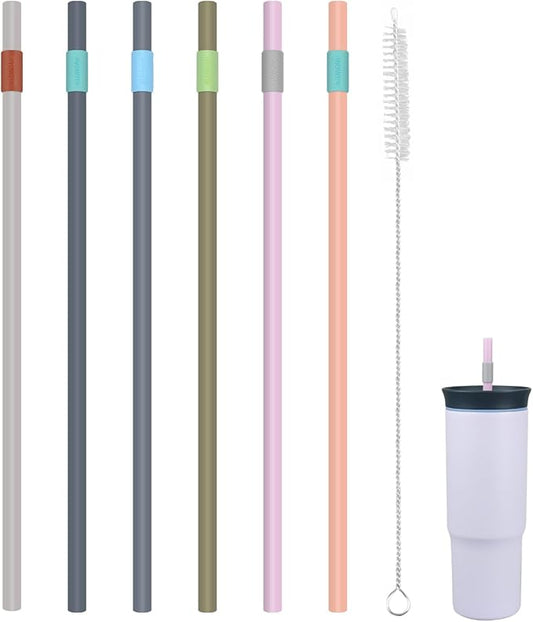 Replacement Straws for Owala 24oz Tumbler, 6 Colours with 1 Brush (6 Pack for 24oz)