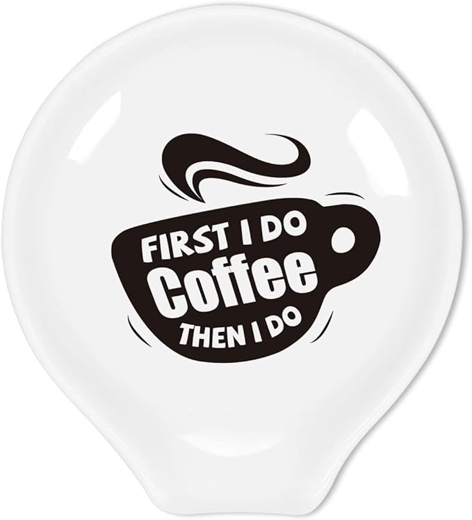 Coffee Spoon Rest Holder,Funny Coffee Bar Station Accessories,Coffee Lovers Gift for Women and Men,First I Do Sign