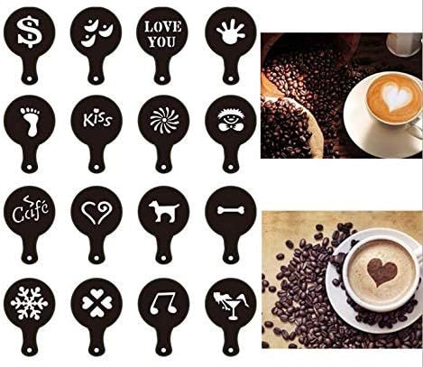 44 Coffee Stencils+2 Mesh Powder Shakers+1 Coffee Latte Art Pen, Coffee Decoration Stencils Coffee Art Templates Coffee Mold Tool for Christmas Thanksgiving Cake Coffee