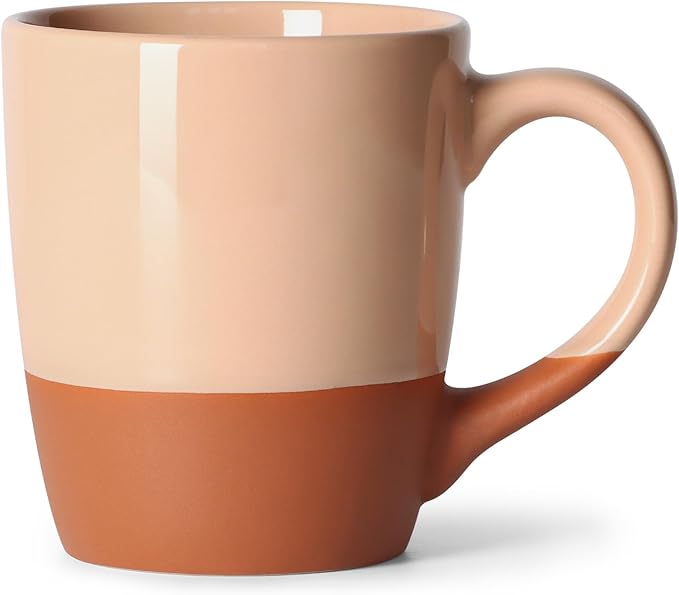 Smilatte 20 OZ Large Coffee Mug, Nice Ceramic Boss Tea Cup with Big Handle for Dad Men Women, Unique Style For Any Kitchen, Pink-Brown