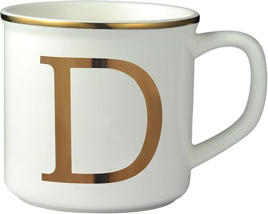 Miicol Ceramic Coffee Mug 16 oz, Monogram Coffee Cup, Golden Initial Tea Mug, Personalized Tea Cup, Unique Gift, Large Mug for Home, Office, Letter D