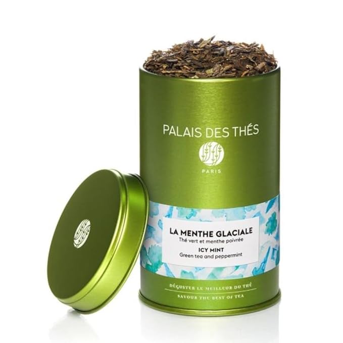 Palais des Thés Green Tea - Organic Icy Mint Blend with Peppermint - Premium Loose Leaf Tea - Serves 20–25 Cups - 3.5oz Tin