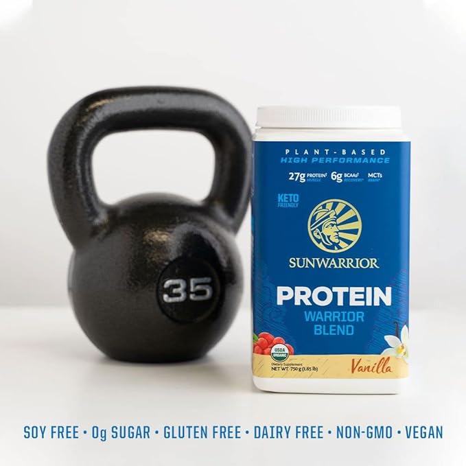 Sunwarrior Organic Plant Based Protein Powder – Vanilla, 17 Servings | Vegan, BCAA, Hemp Seed Pea Blend, Non-GMO, Gluten Free