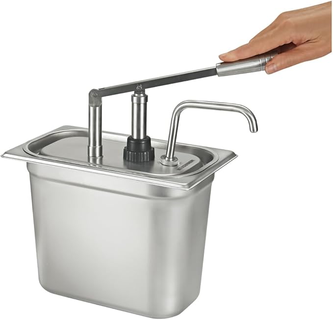 VITASUNHOW Sauce Pump Dispenser Stainless Steel Dispenser - Large Capacity Condiment Pump Dispenser Quantitative Pressure Head for Variety of Sauces (1055SX)
